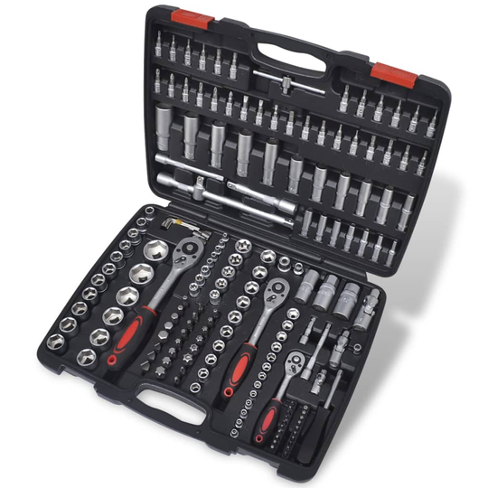 vidaXL Spärrsats 193 delar 1/4" & 3/8" & 1/2" med spärrnyckel