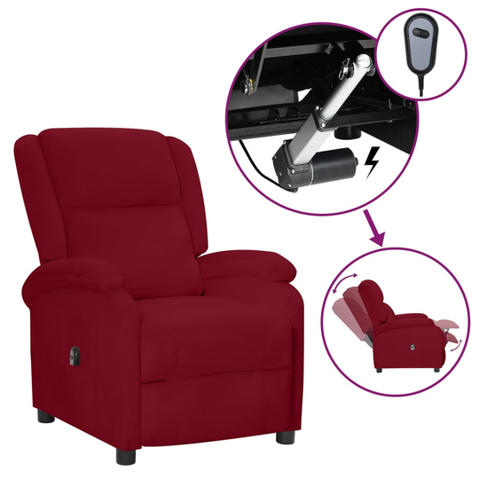 vidaXL Elektrisk massagefåtölj vinröd sammet