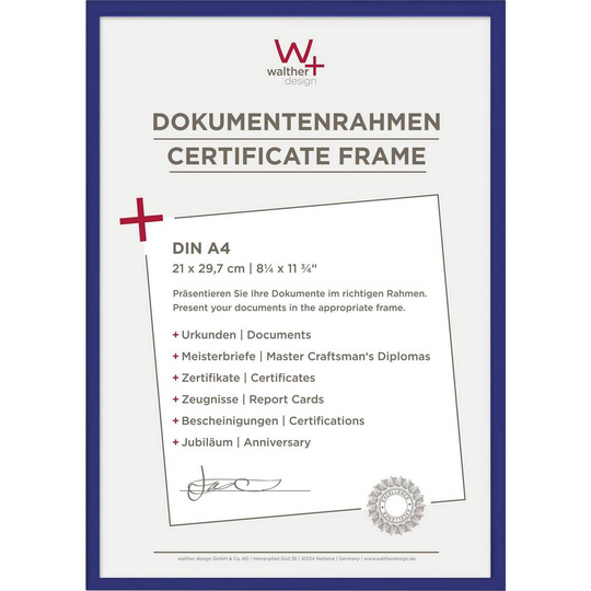 walther+ design Växelram akryl KV130L Pappersformat: DIN A4 Blå