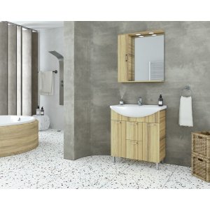 Möbelpaket Ritmo 75 - Natural Oak med spegelskåp