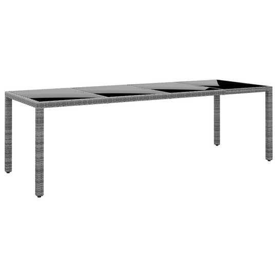vidaXL Utebord 250x100x75 cm härdat glas och konstrotting grå