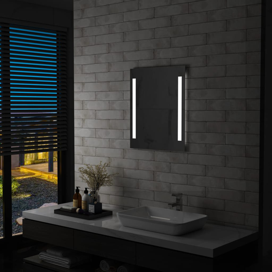 vidaXL Badrumsspegel LED med hylla 50x70 cm