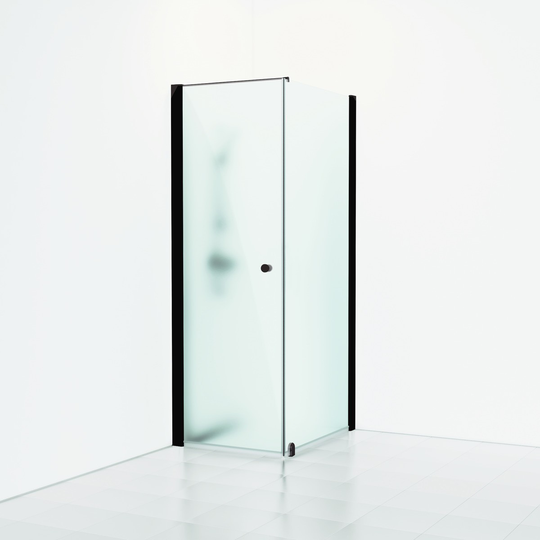 Svedbergs Duschhörn Skoga Fast Vägg/dörr 100X103 - Frostglas Svart matt