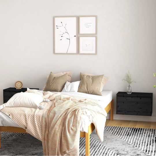 vidaXL Väggskåp 2 st 60x30x35 cm massiv furu svart