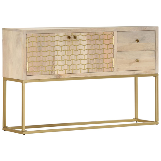 vidaXL Skänk guld 120x30x75 cm massivt mangoträ