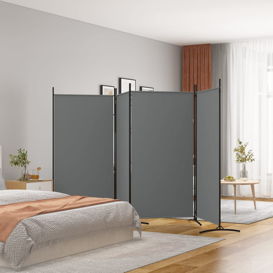 vidaXL Rumsavdelare 4 paneler antracit 346x180 cm tyg