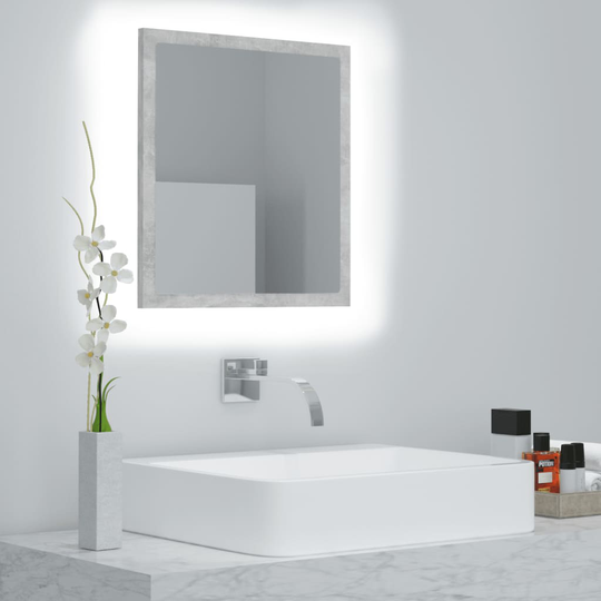 vidaXL Badrumsspegel med LED betonggrå 40x8,5x37 cm spånskiva