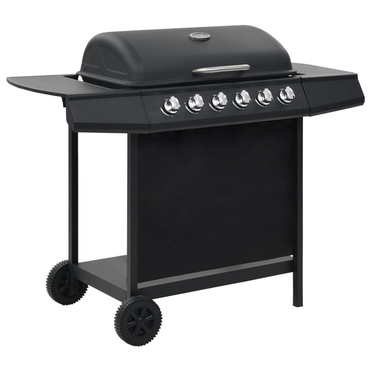 vidaXL Gasolgrill med 6 grillzoner stål svart