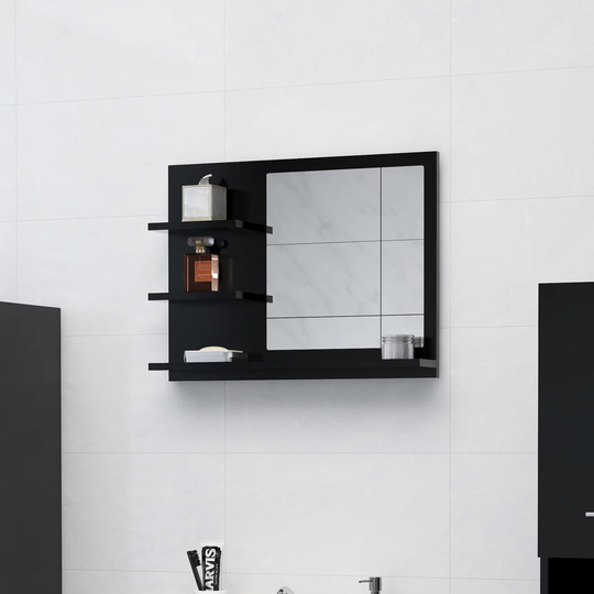 vidaXL Badrumsspegel svart 60x10,5x45 cm spånskiva