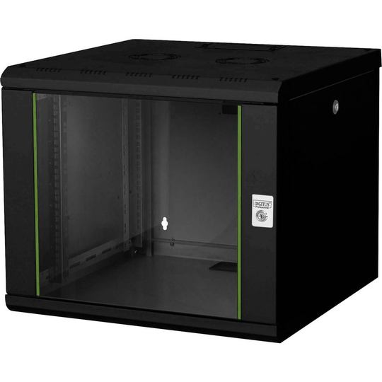 Digitus DN-19 09U-6/6-SW 19 väggskåp (B x H x D) 600 x 509 x 600 mm 9 U Svart, Svart (RAL 9005)