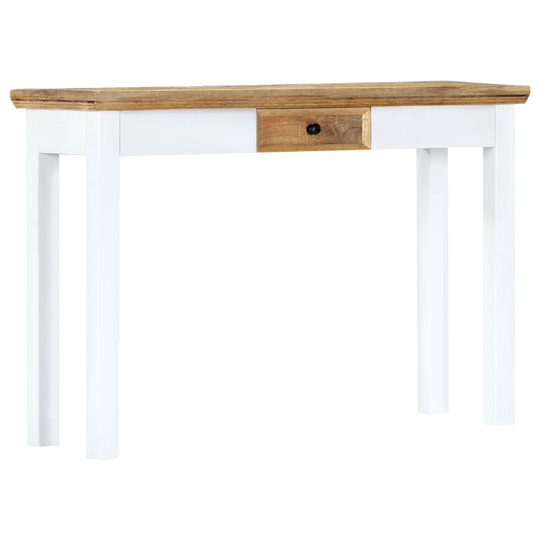vidaXL Avlastningsbord vit och brun 110x35x75 cm massivt mangoträ
