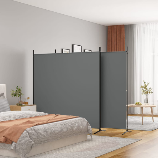 vidaXL Rumsavdelare 3 paneler antracit 525x180 cm tyg