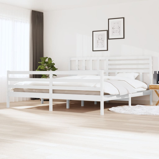 vidaXL Sängram vit massivt trä 200x200 cm