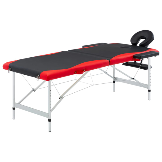 vidaXL Hopfällbar massagebänk 2 sektioner aluminium svart och röd
