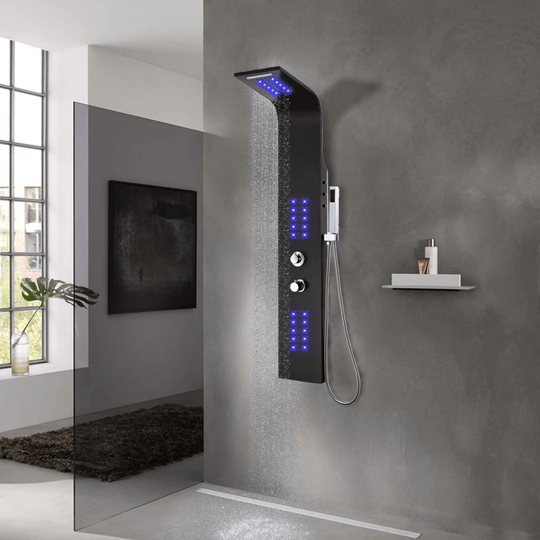 vidaXL Duschpanel aluminium 20x44x130 cm svart