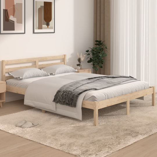 vidaXL Sängram massiv furu 140x190 cm