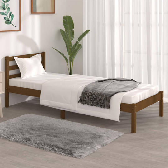 vidaXL Sängram massiv furu 75x190 cm honungsbrun 2FT6