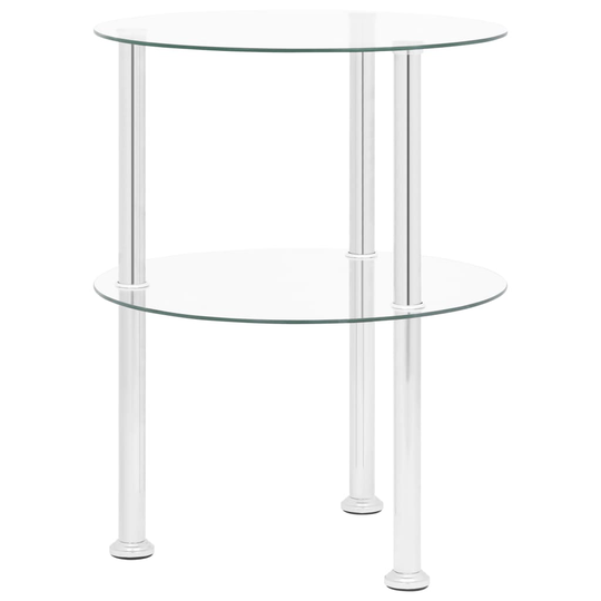 vidaXL Sidobord med 2 hyllplan genomskinligt 38 cm härdat glas