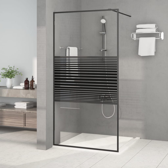 vidaXL Duschvägg svart 100x195 cm klart ESG-glas