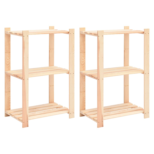 vidaXL Förvaringshylla 3 hyllor 2 st 60x38x90 cm massiv furu 150 kg