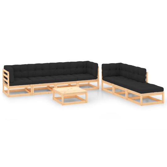 vidaXL Loungegrupp med dynor 8 delar massiv furu