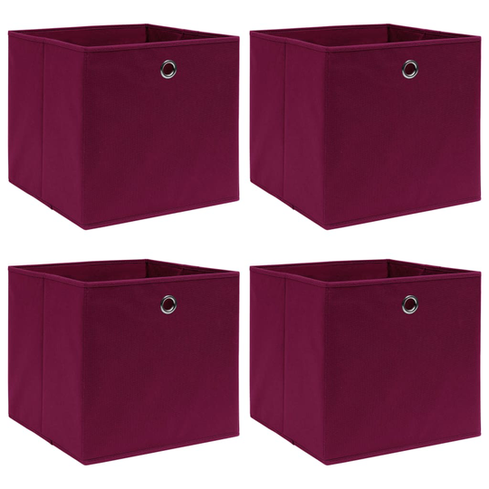 vidaXL Förvaringslådor 4 st mörkröd 32x32x32 cm tyg