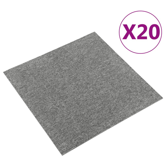 vidaXL Textilplattor 20 st 5 m² 50x50 cm grå