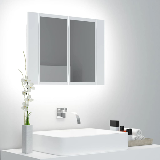 vidaXL Spegelskåp med LED vit 60x12x45 cm