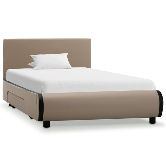 vidaXL Sängram med lådor cappuccino konstläder 90x200 cm
