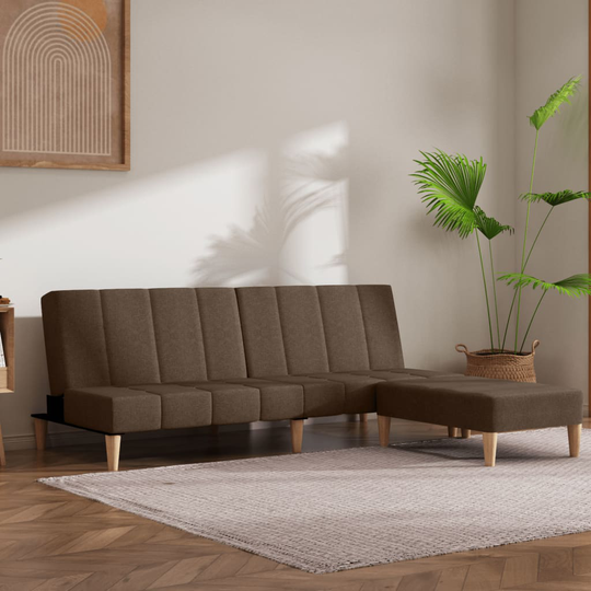 vidaXL Bäddsoffa 2-sits med pall taupe tyg