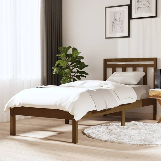 vidaXL Sängram honungsbrun massivt trä 75x190 cm liten enkelsäng