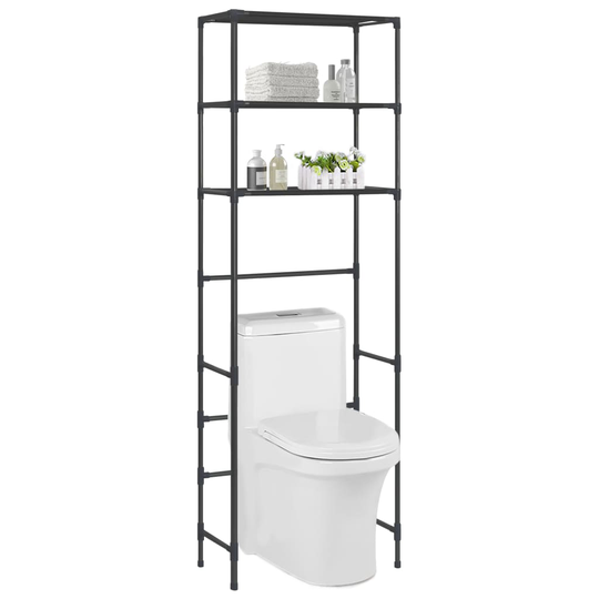 vidaXL Toaletthylla med 3 hyllplan svart 53x28x169 cm