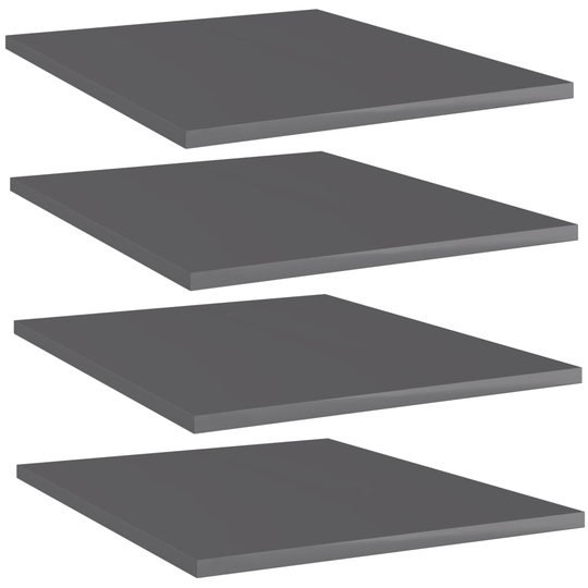 vidaXL Hyllplan 4 st grå högglans 40x50x1,5 cm spånskiva