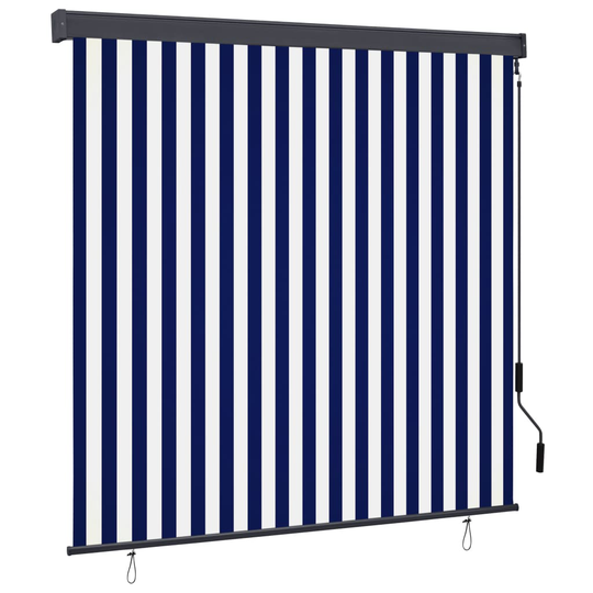 vidaXL Rullgardin utomhus 160x250 cm blå och vit