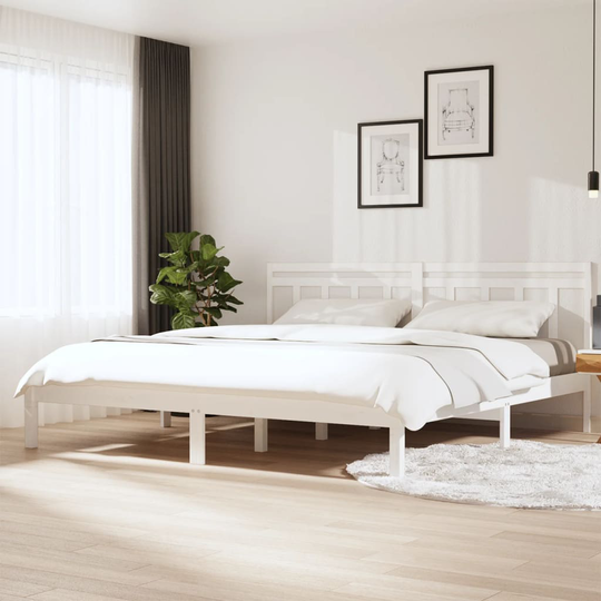 vidaXL Sängram vit massivt trä 180x200 cm