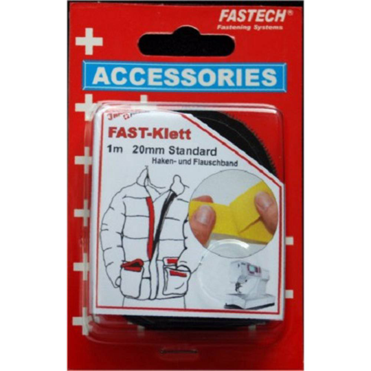 Kardborreband för att sy fast Statisk del och fleecedel (L x B) 1000 mm x 20 mm Svart FASTECH® 680-330C 1 par