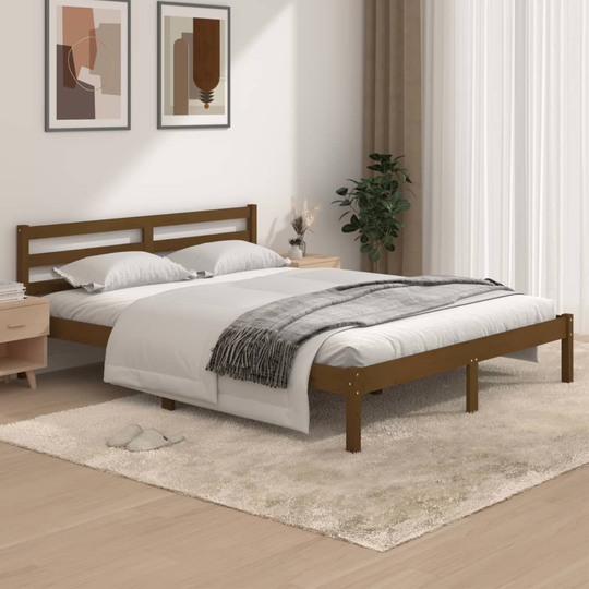 vidaXL Sängram massiv furu 150x200 cm honungsbrun 5FT