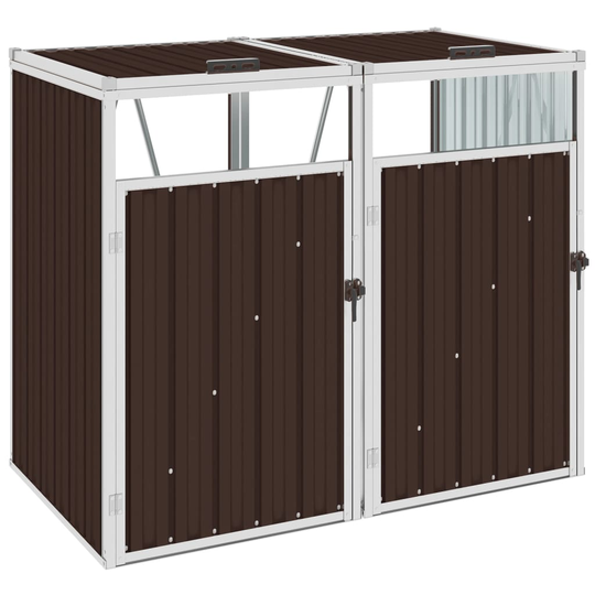 vidaXL Skjul för två sopkärl brun 143x81x121 cm stål