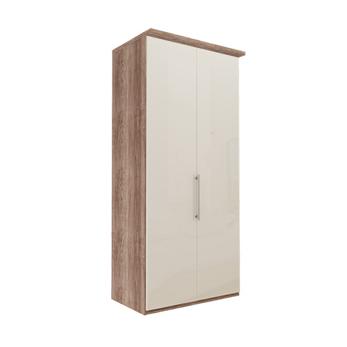 Garderob Atlanta - Mörk rustik ek 216 cm, Med kornisch, Vänster