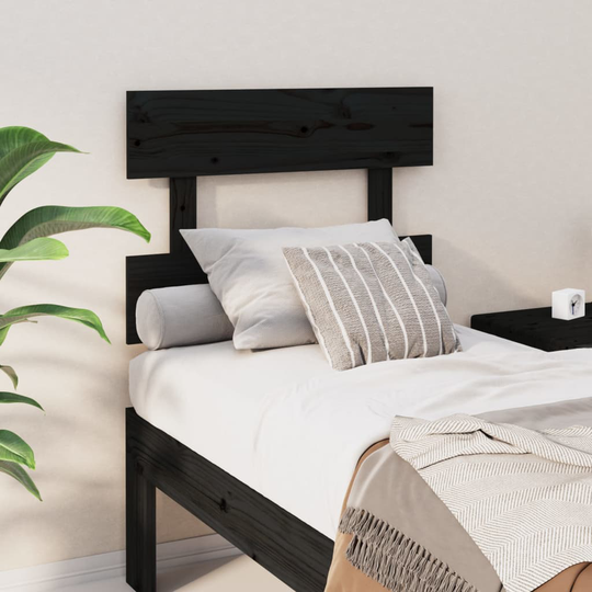 vidaXL Sänggavel svart 78,5x3x81 cm massiv furu