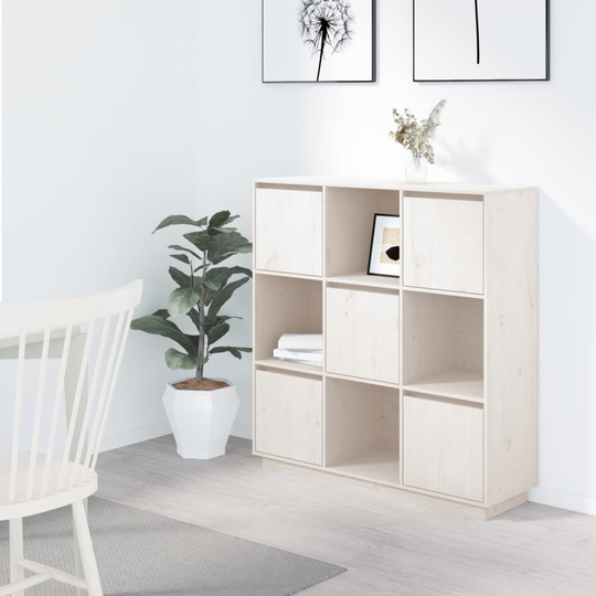 vidaXL Vitrinskåp vit 110,5x35x117 cm massiv furu