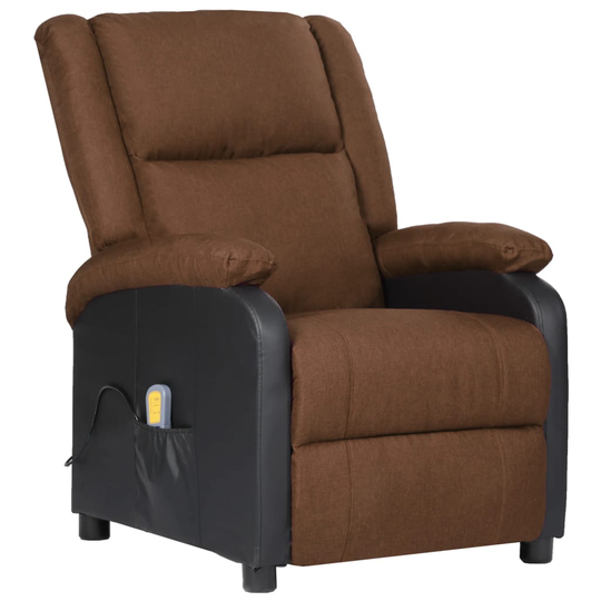 vidaXL Massagefåtölj brun konstläder och tyg
