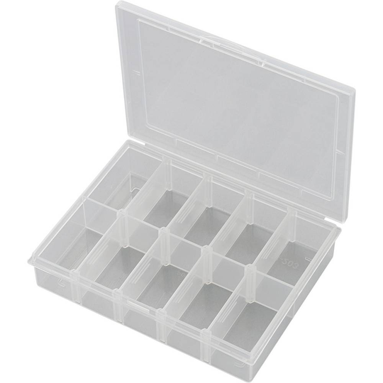 TRU COMPONENTS EKB-203 Låda (L x B x H) 139 x 95 x 25 mm Antal fack: 10 rörlig underavdelning