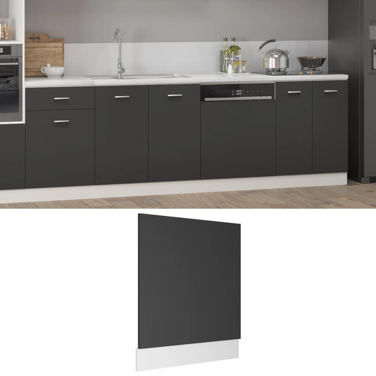 vidaXL Front för diskmaskin grå 59,5x3x67 cm konstruerat trä