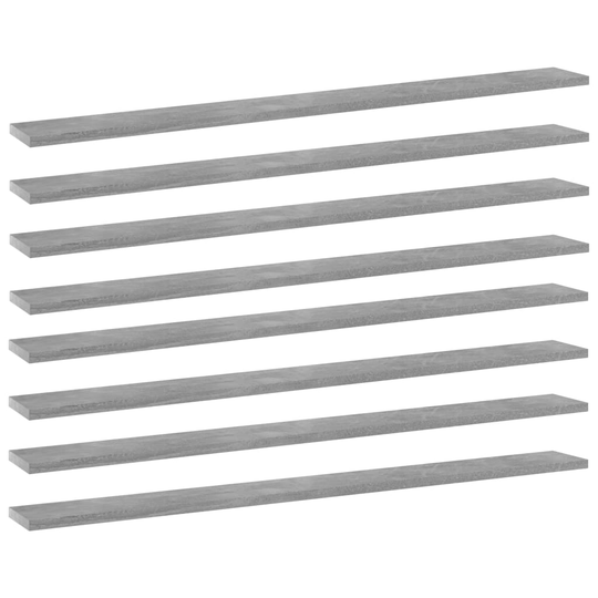 vidaXL Hyllplan 8 st betonggrå 100x10x1,5 cm spånskiva