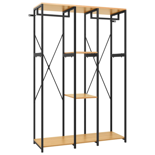 vidaXL Garderob svart och ek 110x40x167 cm metall och spånskiva