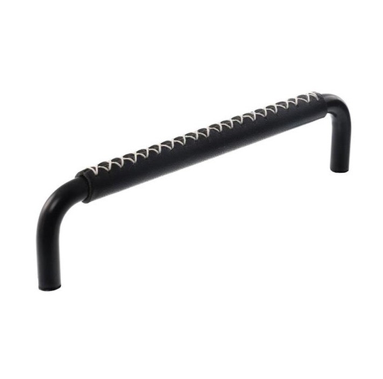 Linfalk Handtag svart/svart läder korsstygn, utan fot 7353-128-2525LX
