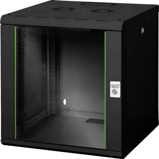 Digitus DN-19 12U-6/6-SW 19 väggskåp (B x H x D) 600 x 643 x 600 mm 12 U Svart, Svart (RAL 9005)
