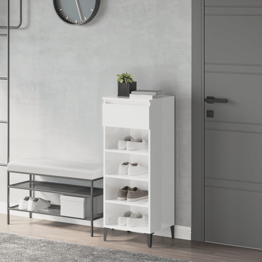 vidaXL Skohylla vit högglans 40x36x105 cm konstruerat trä