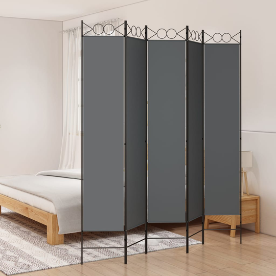vidaXL Rumsavdelare 5 paneler antracit 200x220 cm tyg